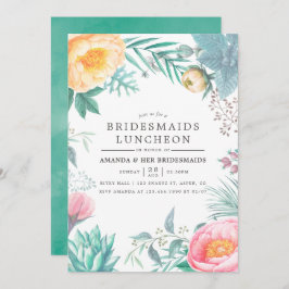 Convite Tropical Mint Floral Summer Bridesmaids Luncheon