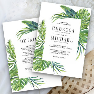 Convite Tropical Monstera Palmeira Tudo em Um Casamento