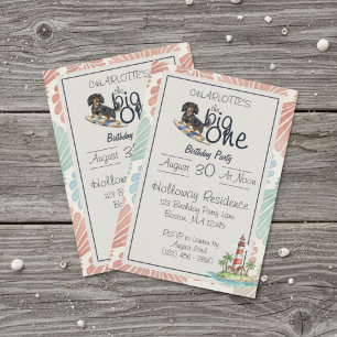 Convite Tropical O Grande Aniversário Do Dachshund De Um S