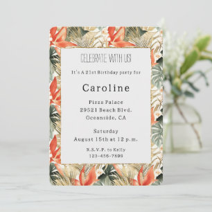 Convite Tropical Orange Anthurium Floral Birday