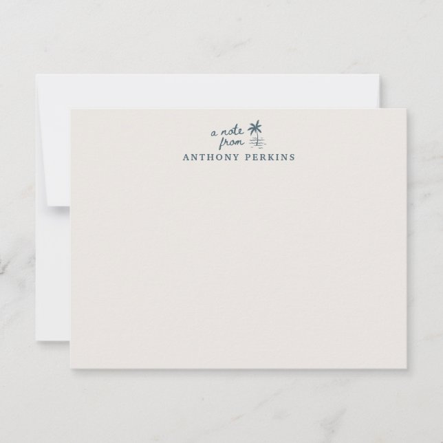 Convite Tropical Palm Coastal Beach Personalized Note Card (Frente)