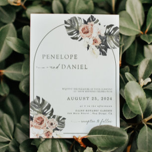 Convite Tropical Palm Leaf Boho Wedding Floral