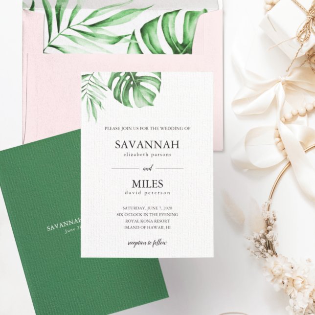 Convite Tropical palm leaf wedding invitation (Criador carregado)