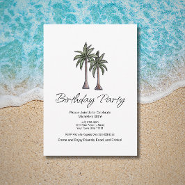 Convite Tropical Palm Trees Elegant 30th Birthday Party