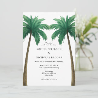 Convite Tropical Palm Trees Minimal Photo Beach Wedding