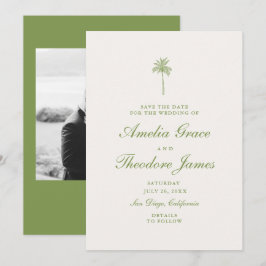 Convite Tropical Palm Wedding Save the Date Card