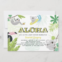 Convite Tropical para Chás de fraldas Aloha Koala