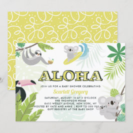 Convite Tropical para Chás de fraldas Aloha Koala