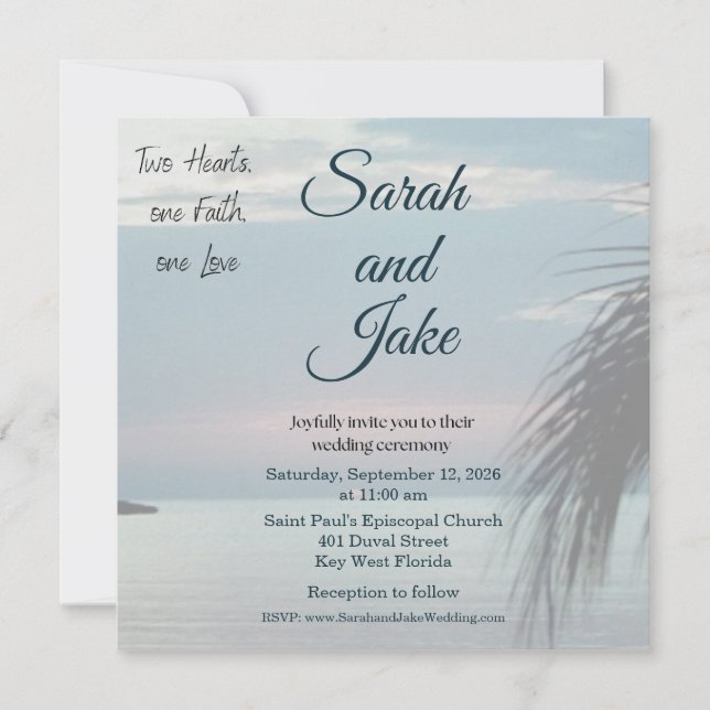 Convite Tropical Photo Christian Wedding Invitation (Frente)