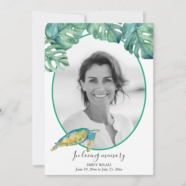 Convite Tropical Photo Death Notice and Funeral Invitation (Frente)