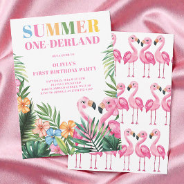 Convite Tropical Pink Girls Summer 1st Birthday Party