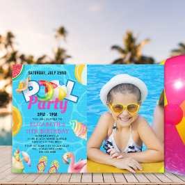 Convite Tropical Pool Bash for Girl – Birthday Girl Photo