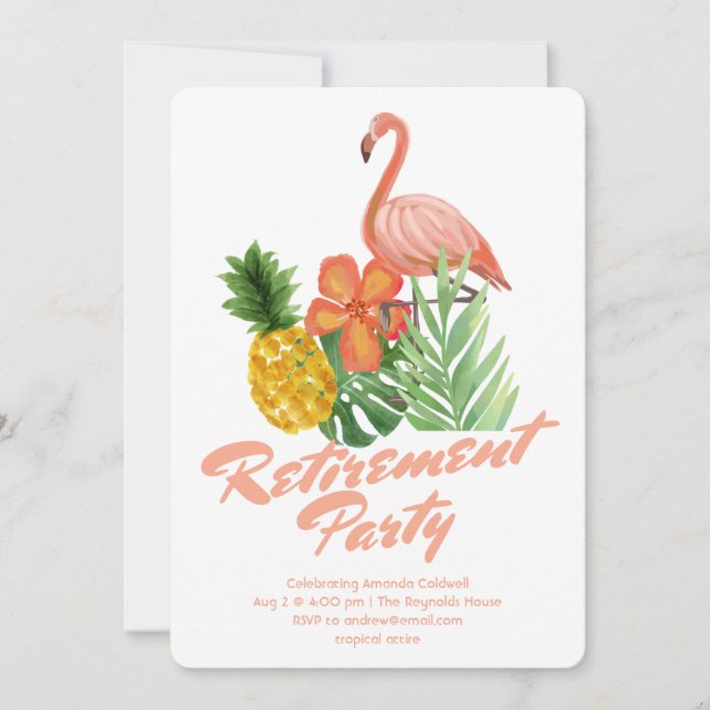 Convite Tropical Retirement Party (Frente)