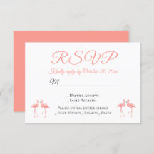 Tropical RSVP Pink Flamingos Weding Party Summer