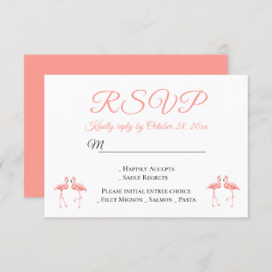 Convite Tropical RSVP Pink Flamingos Weding Party Summer