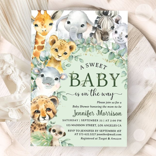 Convite Tropical Safari Jungle Animals Baby Shower  (Criador carregado)