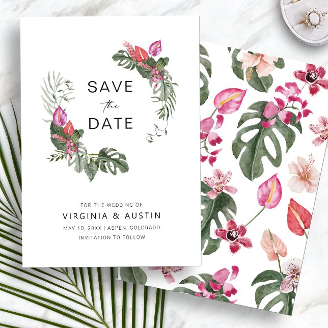 Convite Tropical Salve A Data (Tropical Floral Watercolor Save The Date Invitation by Painted Paperie
)