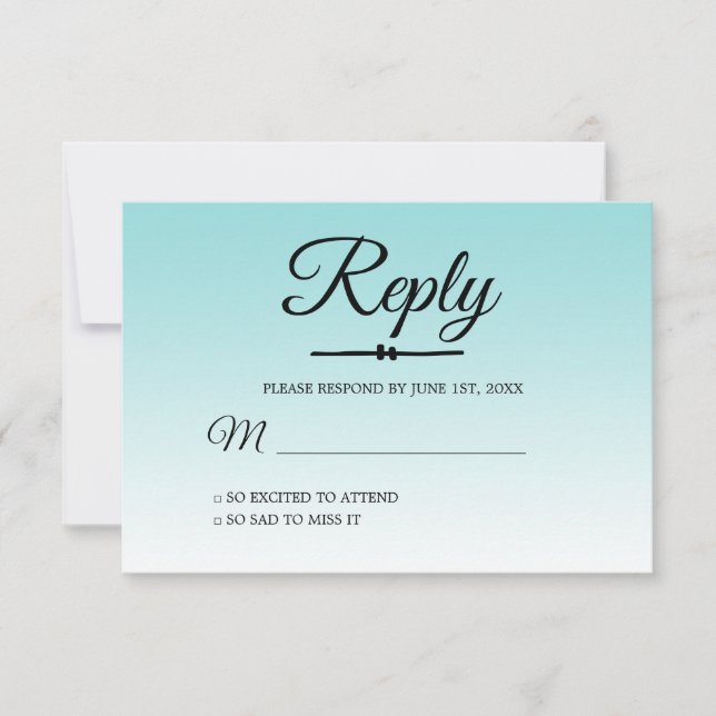 Convite Tropical Sea Shell Blue Ombre Sweet 16 RSVP (Frente)