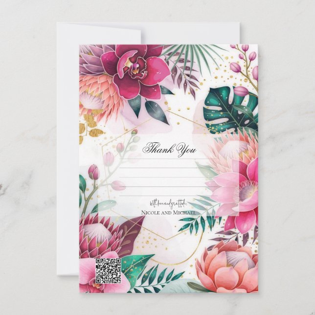 Convite Tropical Stardust Garden Floral Paradise Wedding (Frente)