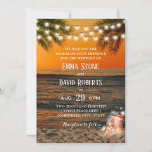 Tropical Sunset Beach Weding Glow Mason Jar