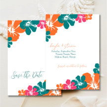 Tropical Teal Orange Pink Hibiscus Salvar Data