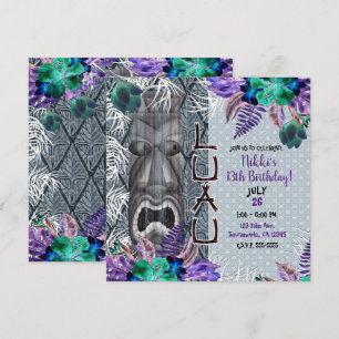 Convite Tropical Vintage Retro Floral Tiki Havaiano Luau