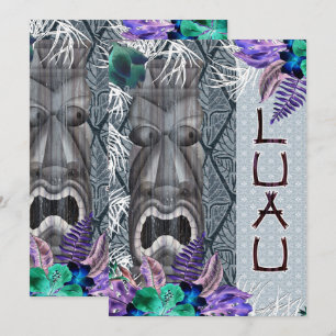 Convite Tropical Vintage Retro Floral Tiki Havaiano Luau
