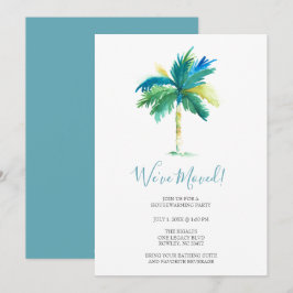 Convite Tropical Watercolor Beach Housearming Party