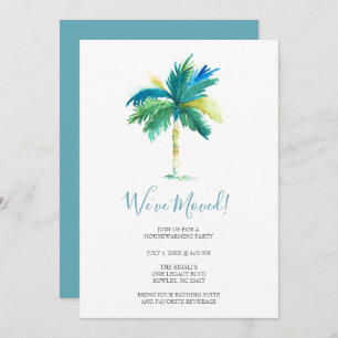 Convite Tropical Watercolor Beach Housearming Party