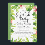 Convite Tropical Watercolor Floral Sweet Party Sessenta<br><div class="desc">Um doce branco,  16 convites de festas com aquarela,  uma variedade de folhas de palma,  bananeiras e outros elementos tropicais. Este convite personalizável é perfeito para eventos de verão ou primavera.</div>
