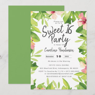 Convite Tropical Watercolor Floral Sweet Party Sessenta