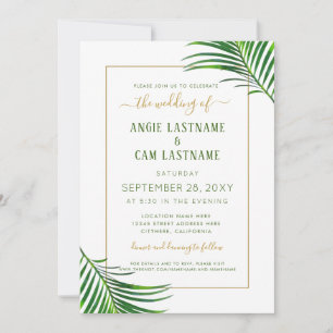 Convite Trópicos Modernos Palm Leaf Green e Casamento Dou