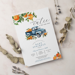 Convite Truck Orange Gingham Citrus Chá de fraldas