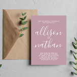 Convite True Simplicity Vintage Mauve Minimalist Wedding<br><div class="desc">This simple and gorgeous wedding invitation is perfect for the minimalist in us all!  Please contact me if you would like help with customizing the text portion of this wedding invitation.</div>