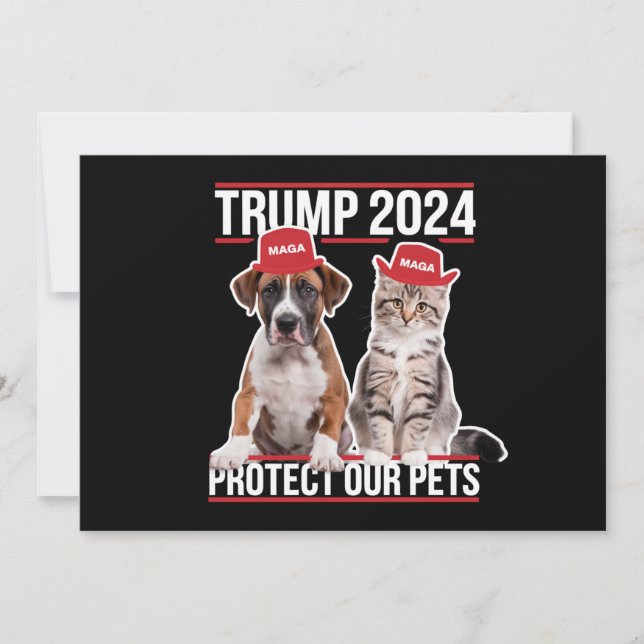 Convite Trump 2024 Proteja Nossos Cães de Gato Pets MAGA (Frente)