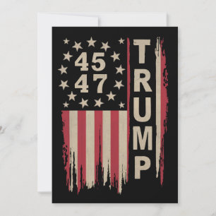 Convite Trump 45 47 Vintage Retro América Bandeira EUA