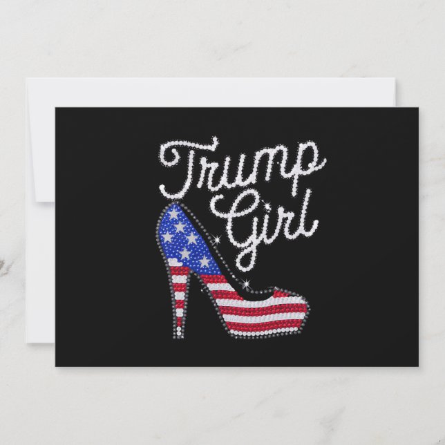 Convite Trump Girl High Heel American Flag Bling Patriot (Frente)