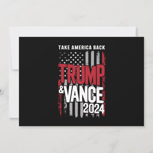 Convite Trump Vance 2024 Bandeira dos EUA Devolva a Améric (Frente)
