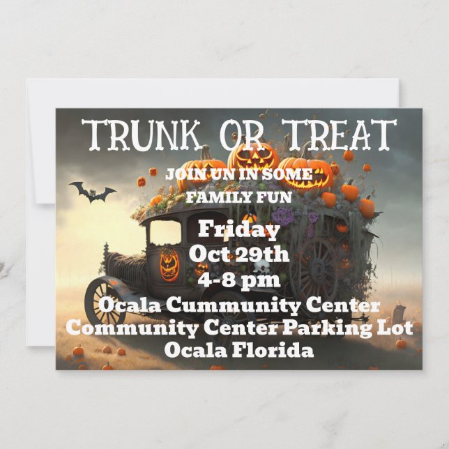 Convite Trunk or Treat Halloween  (Frente)