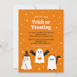 Convite Truque Adorável de Halloween ou Tratando Fantasmas