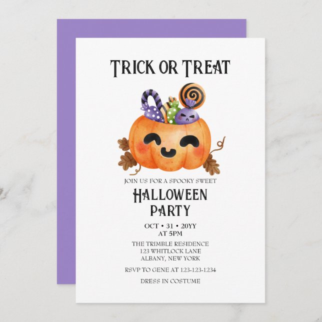 Convite Truque Bonito ou Festa de Feira de Halloween (Frente/Verso)