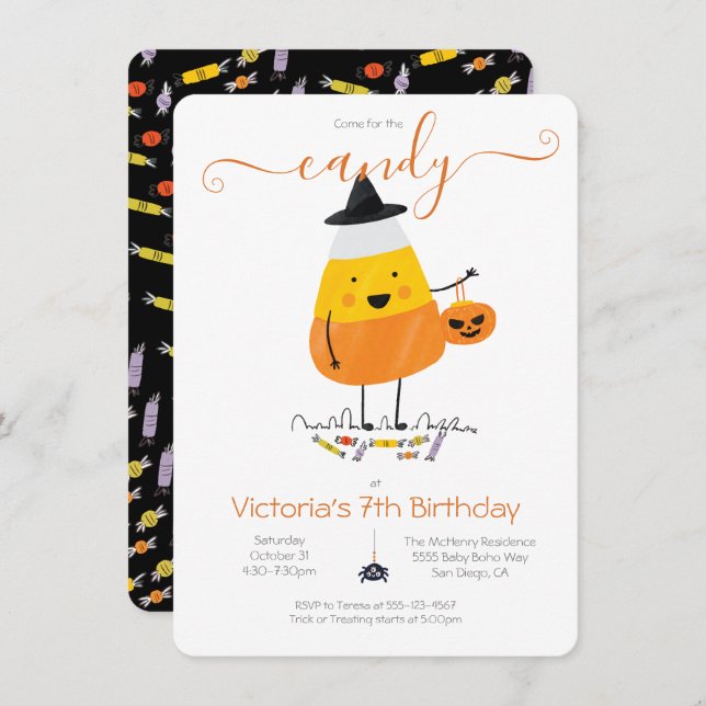 Convite Truque de Festa de aniversário de Halloween de mil (Frente/Verso)