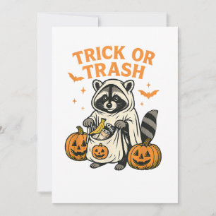 Convite Truque de Guaxinim Engraçado ou Lixo de Halloween