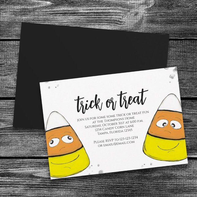 Convite Truque De Halloween Ou Tratar Simples Milho Docinh (Criador carregado)