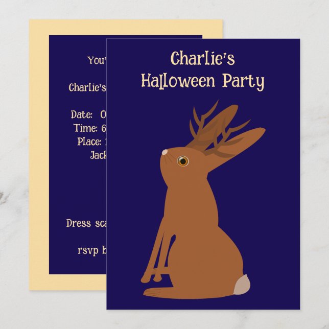 Convite Truque de Jackalope do Halloween ou tratamento per (Frente/Verso)