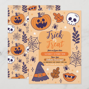 Convite Truque de Spooky do Halloween ou Pumpkins do Parti