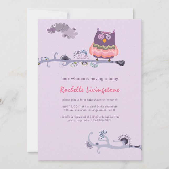 Convite Tu whit tu Chá de fraldas Invitation (Frente)