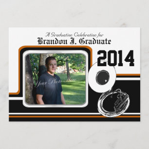 Convite Tuba Marching Banda Graduação Foto Laranja