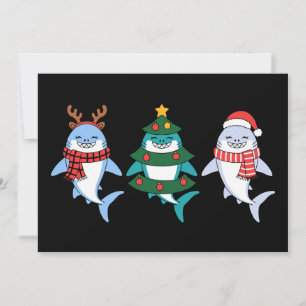 Convite Tubarão de Natal Papai Noel Rena Árvore Natal Feri