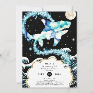 Convite Tubarão Encantado de Pastel Personalizado de Anive
